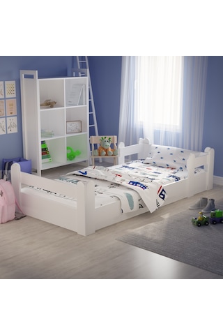 Tuliplife Montessori Karyola Beyaz 90x190 Yatak Uyumlu Oval Kesim Çocuk Yatağı-Tlp-207