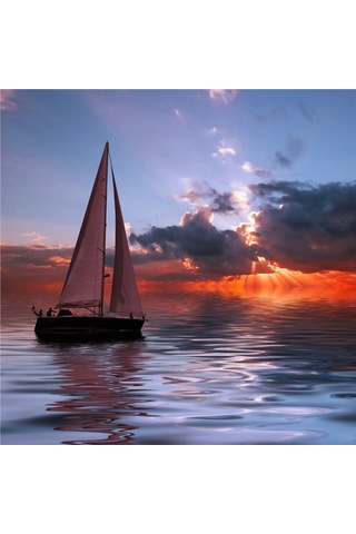 Gün Batımında Yelkenliler Doğal Taş Bardak Altlığı 4'lü Set - Natural Stone Coasters - Taş Çok Renkli