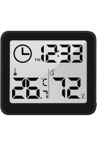 Homyl Masaüstü Dijital Saat Pille Çalışan Okuması Siyah02