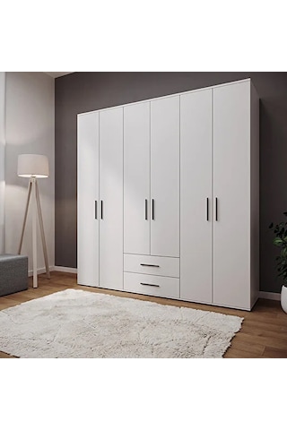 Yeni White 6 Kapı Gardırop 52x206x213 Beyaz