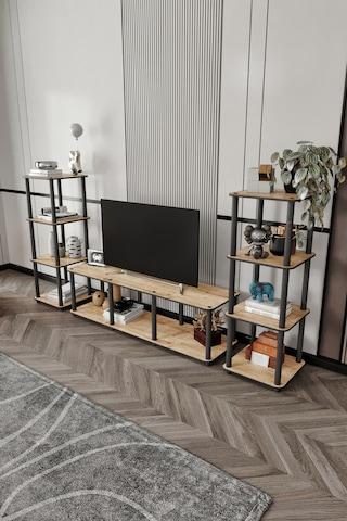 Masivo Tv Sehpa Kitaplık Safir Meşe Meşe