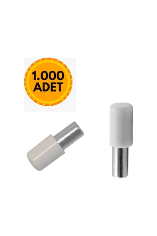 Plastik Başlı Metal Raf Pimi 1000 Adet Beyaz - Krom