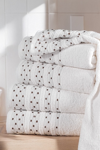 4'lü Aile Banyo Havlu Seti Hamam Takımı Pamuk 2 Adet 50x90 Ve 2 Adet 70x140 Havlu Beyaz