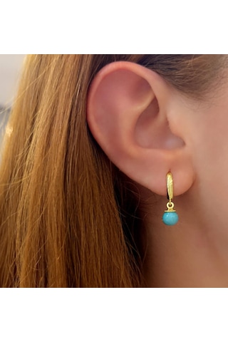 Stela Mavi Firuze Gümüş Küpe Sarı 12