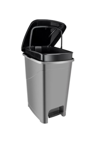 Omnipazar Srl-3028 Slim Pedallı İç Kovalı Plastik Çöp Kovası 15 Litre Antrasit
