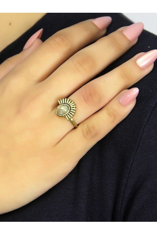 Doğal Taş Sitrin Doğal Taşlı Antik Model Kadın Ayarlanabillir Yüzük Euy82s Sarı