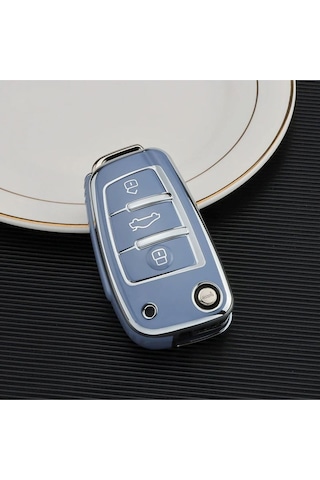 Audi A7 A6 A5 A4 A3 A1 & 8p 8l B6 B7 B8 C5 C6 4f Tt Rs & Q3 Q5 Q7 Tpu Anahtar Kılıfı Mavi-1 Adet
