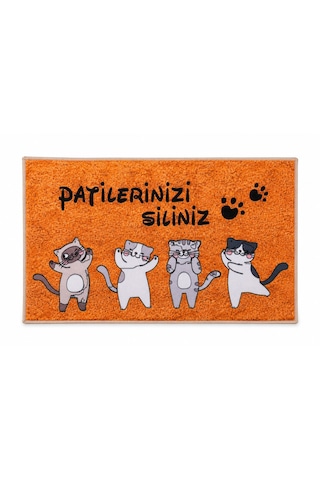 Kedili Patilerinizi Siliniz Iç Ve Dış Kapı Önü Paspası 40x60 Koyu Sarı
