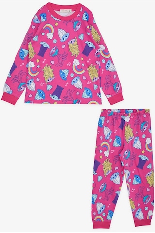 Babely Breeze Kız Çocuk Pijama Takımı Şirinler Desenli 1-4 Yaş, Fuşya-fuşya Fuşya