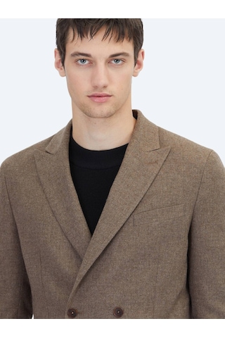 Kip Kahverengi Modern Fit Yün Karışımlı Ceket Kahverengi