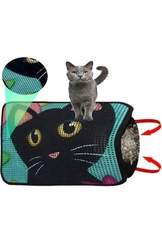 Renkli Desenli Elekli Kedi Tuvalet Önü Paspası 60 X 45 Cm