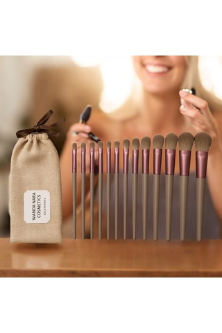 Wanda Nara Cosmetics Profosyonel Premium Beauty Kahve-gri Makyaj Aplikatör Fırçası 13 Lü Set