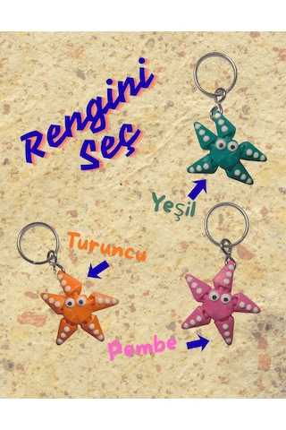 Sevimli Hareketli Deniz Yıldızı Anahtarlık - 1 Adet Çok Renkli