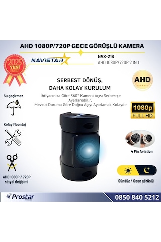 Cama Yapışan Ön Ve Kabin Görüş Kamerası Ahd 1080p/720p 4 Pin Aviation Soket Kamera
