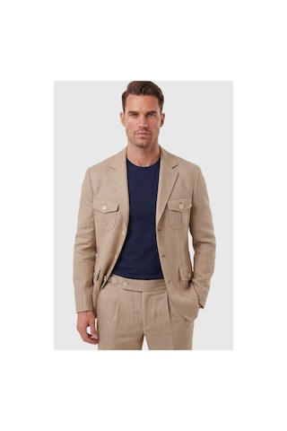 Deepsea Erkek Camel Safari Ceketli Slim Fit 2'li Takım Elbise Pileli Duble Paça Pantolon 2600723