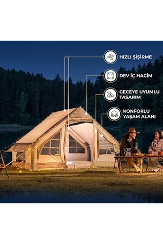 Hızlı Kurulum Akşam Keyfi Büyük Çadır 6 Kişilik Şişme Kamp Çadırı - 4 Mevsim - Dev İç Hacim Çok Renkli