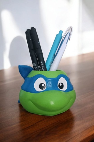 Ninja Kaplumbağa Şeklindeki Kalemlik Leonardo 7x10 Cm Mavi