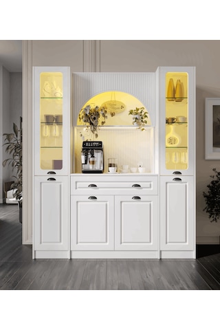 Guneystore Armoni Black Maxi Kahve Köşesi Komple Mdf Beyaz
