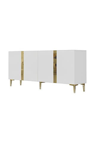 Ka1898bg - Anka Konsol, Tv Stand, Tv Sehpası Ve Tv Ünitesi Beyaz - Gold 180cm Altın - Beyaz