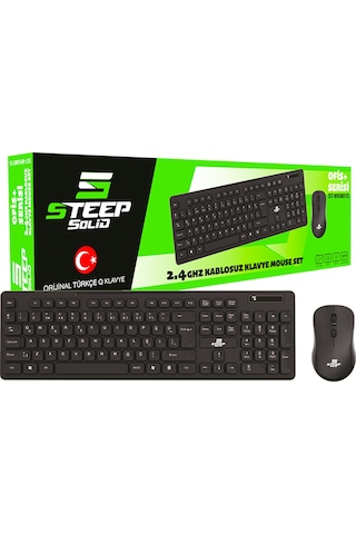Steep Solid  ST-WKM01S Standart Kablosuz Q Klavye + Optik Mouse