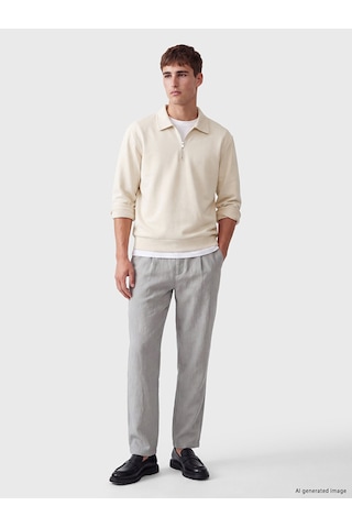 Lcw Vision Bej Polo Yaka Erkek Sweatshirt