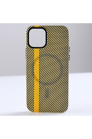 Merci Iphone Uyumlu 14 Pro Uyumlu Carbon Line Magsafe Destekli Kılıf Sarı
