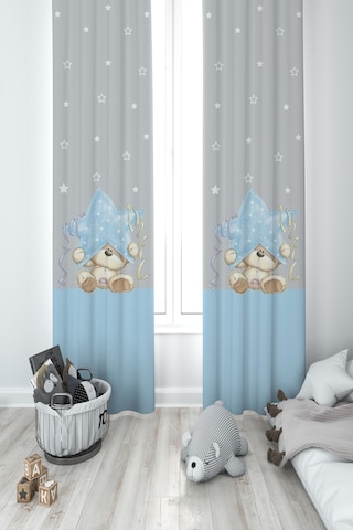 Mekta Home Bebek Ve Çocuk Odası Yıldız Ve Ayıcık Desenli Mavi Çizgili 2 Kanat Fon Perde Mekta Home Bebek Ve Çocuk Odası Yıldız Ve Ayıcık Desenli Mavi Çizgili 2 Kanat Fon Perde
