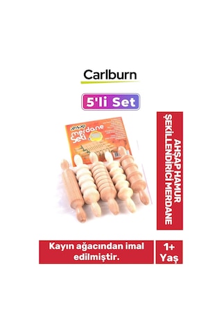 Özel Kayın Ağacından Üretilmiş Oyun Ahşap Hamur Şekillendirici Bebek Çocuk Merdane 5'li Set