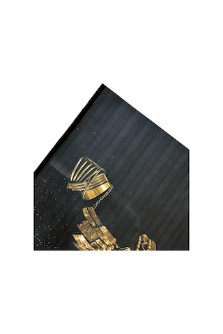 Dijital Kaymaz Yıkanabilir Modern Salon Halısı Mutfak Halısı Yolluk Balkon Halısı Ev Dekor3224 Siyah - Gold