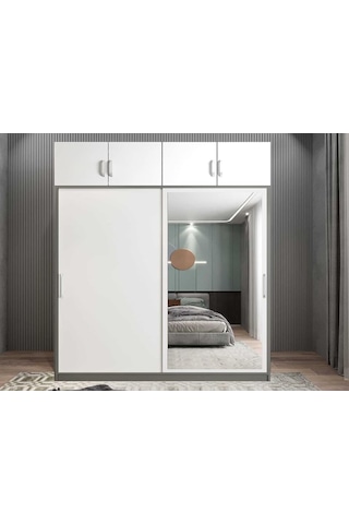 Porta Sürgü Kapaklı Dolap Gardırop Yüklüklü Fb 180cm Montaj Dahil