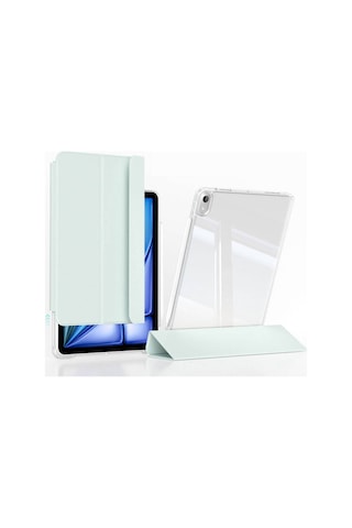 Apple iPad Uyumlu Air 11 2024 Kılıf Magnetik Ayrılabilen Airbagli Zore Sliding Tablet Kılıfı-açık Yeşil Kapaklı Kılıf