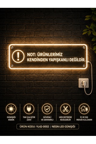 Noas 5 Metre 220volt Tak Çalıştır Gün Işığı Yüksek Performanslı 3200k Neon Led Fişli Trafo Gerektirmez Esnek Led Günışığı 3000-3200K