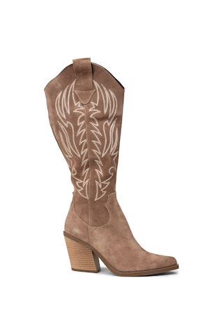 Deery Kadın Hakiki Süet Vizon Renkli Western Çizme - Z1614zvznc01 Vizon