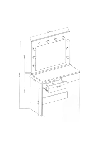 Sakura Işıklı Aynalı Çekmeceli Makyaj Masası Atlantik Çam