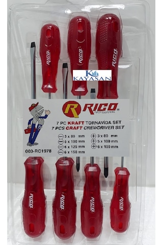 Rico Kraft Seri 7 Parça Tornavida Seti Takımı