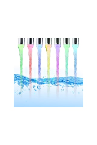 Geeksen Led Su Musluğu Işık Su Akışı Otomatik Olarak Çoklu Renkleri Değiştiren Su Musluğu Mutfak Banyo İçin Gümüş