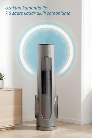 Kiwi Kfan-7693 Kule Tipi Vantilatör Lcd Ekran & 75 Cm & 3 Kademe & Kumandalı & 7.5 Saat Zamanlayıcı