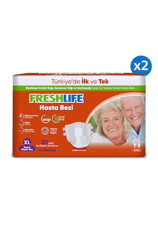 Freshlife 2'li Xlarge Bel Bantlı Yetişkin Hasta Bezi 30X2 (60 Adet)