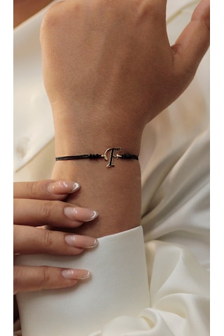 Diamine 14 Ayar Altın Harf İp Bileklik Sarı Altın