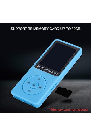 Gajeena 1.8 İnç Tft Ekranlı Ultra İnce Mp3 Çalar, Radyo, Kayıt, E-kitap Ve Harici Ses Desteği, Mavi