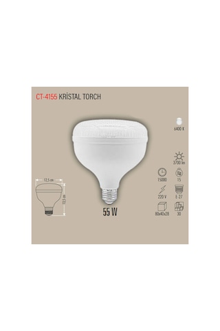 Ct-4155 Kristal Torch Ampul Beyaz Işık 6400k 55w 10 Adet