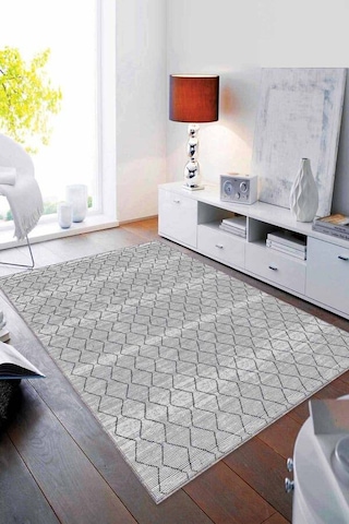 Gri Sade Desensiz Kaymaz Tabanlı Dekoratif Halı Rv191n11