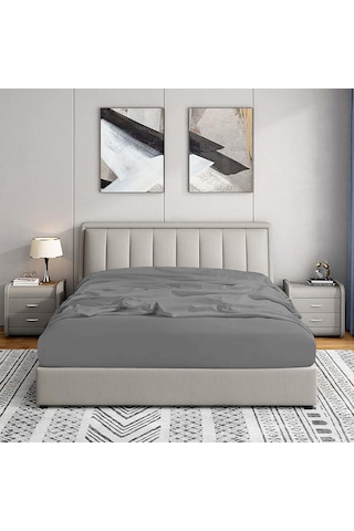 Soley Jersey %100 Pamuk Çift Kişilik 140 X 200 Lastikli Çarşaf Gri