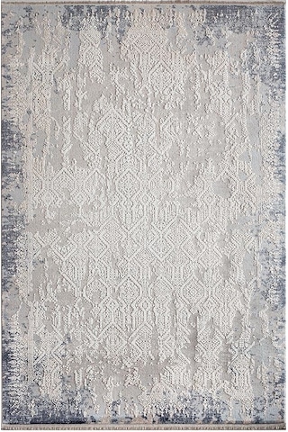 Bahariye Halı Ezgi Koleksiyonu 5665 Gri Mavi Saçaklı Halı 148x230 Gri