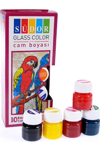 Cam Boyası 10 Renk 15 ML 1 Paket Cam Vitray Boyası Vitray Boya Seti 10 lu Çok Renkli