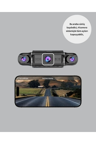 Gps Li 4 Kameralı Araç İç Dış Kayıt Sistemi 1080p Wifi Destekli 54009665