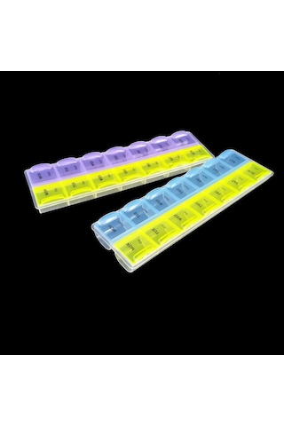 Mufunye Haftalık 14 Bölmeli Renkli İlaç Kutusu, Günlük İki Kullanıma Ayırılmış, Taşınabilir Şeffaf Pps Malzeme İlaç Saklama Kutusu