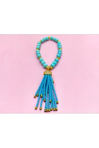 Oriental Kuyumculuk Jewellery Kadın Firuze Taşlı Püsküllü Bileklik Turkuaz