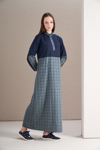 Blok Elbise Yeşil Laci Laci Yeşil Lacivert - Yeşil