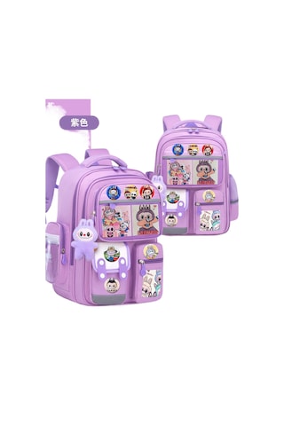 Sınır Ötesi Yeni Karikatür Labu Çocuk Okul Çantası Mor Büyük Boy